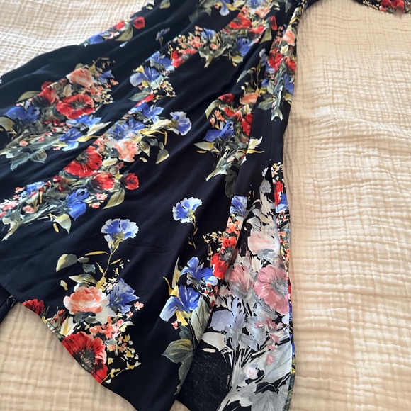 ZARA BASIC BLACK FLORAL MIDI DRESS - M - Picture 6 of 7